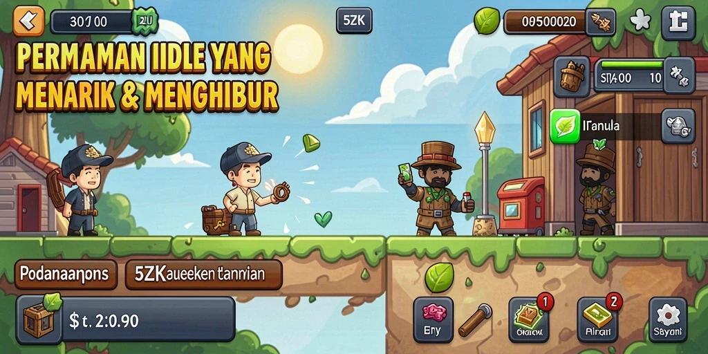 Tampilan utama gameplay 5ZK yang menunjukkan kemajuan idle.