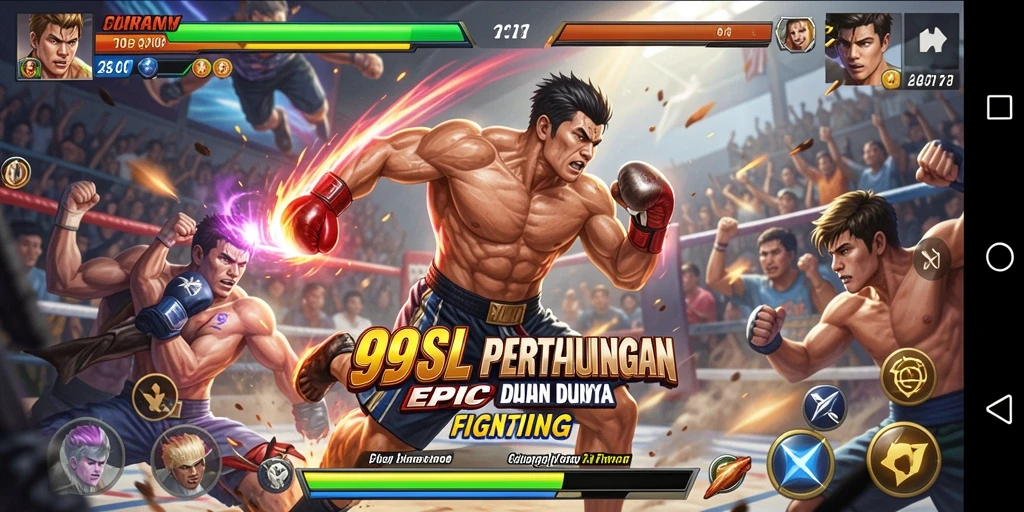Screenshot dari gameplay 99SL menunjukkan aksi pertarungan yang intens.