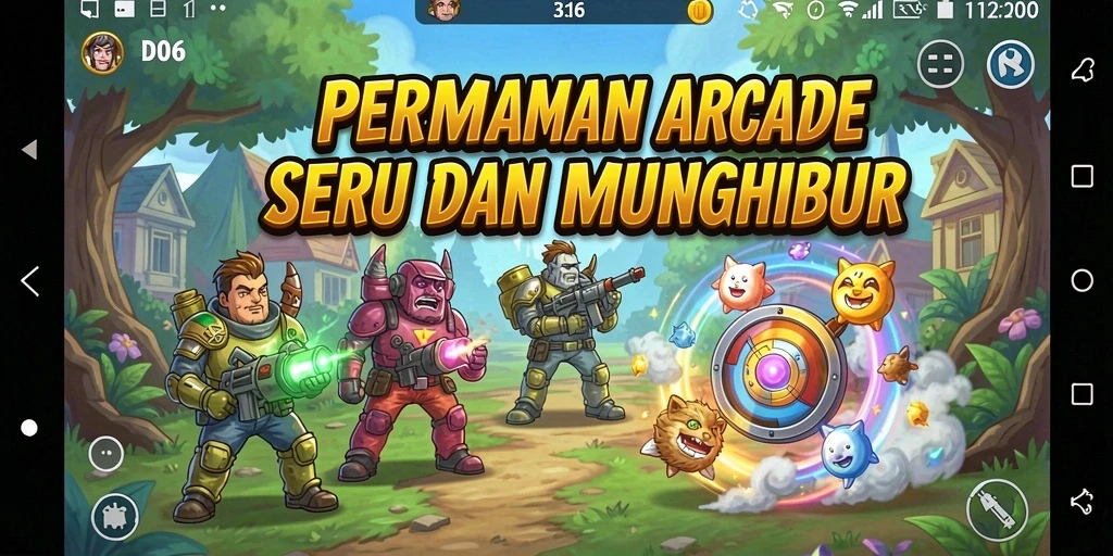 Tangkapan layar D06 menampilkan gameplay Arcade yang mendebarkan.