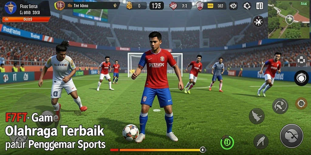 Screenshot gameplay F7F7 yang menampilkan aksi seru di lapangan olahraga.
