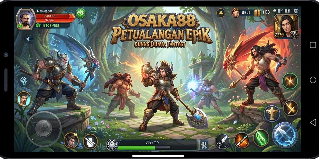 Screenshot OSAKA88 menampilkan aksi pertarungan seru dalam dunia RPG.
