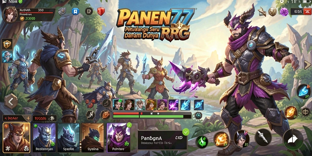Tampilan game RPG PANEN77 dengan pertempuran yang mendebarkan.