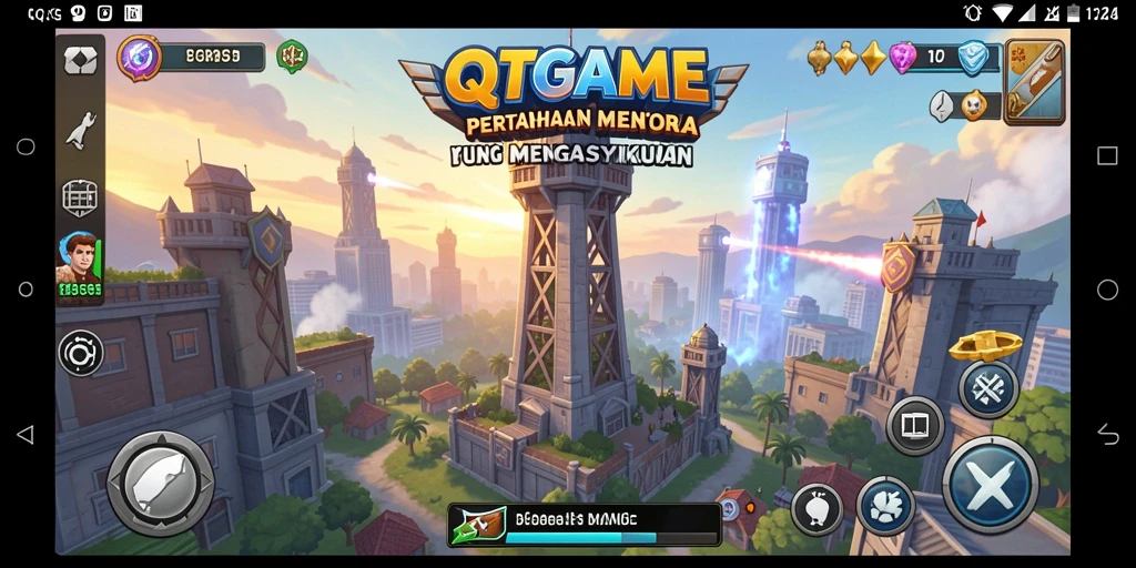 Tampilan gameplay QTGAME yang menegangkan dalam Tower Defense.
