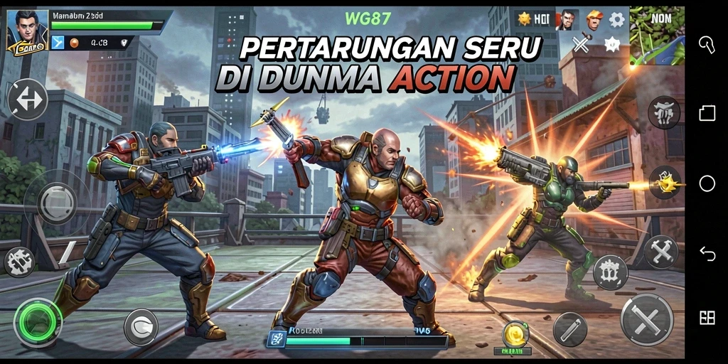 Tangkapan layar utama menunjukkan aksi mendebarkan dalam permainan WG87.